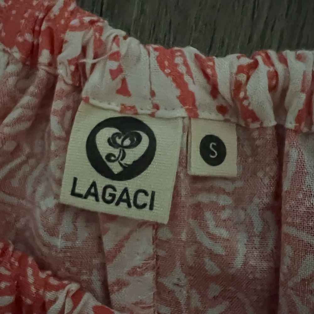 Lagaci Romper Pastel Pink Rayon White Palms Small NWT summer sm s tropical​ - Picture 4 of 4